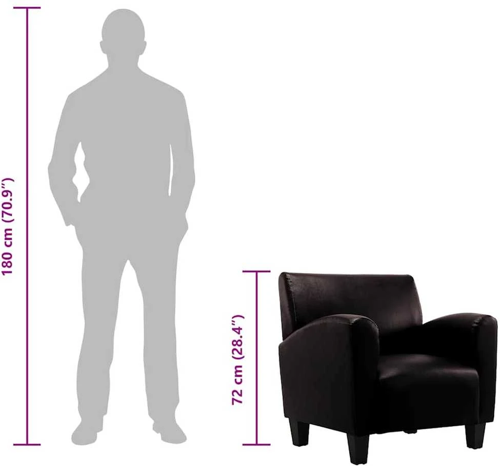 Sofa-kėdė, tamsiai ruda, dirbtinė oda