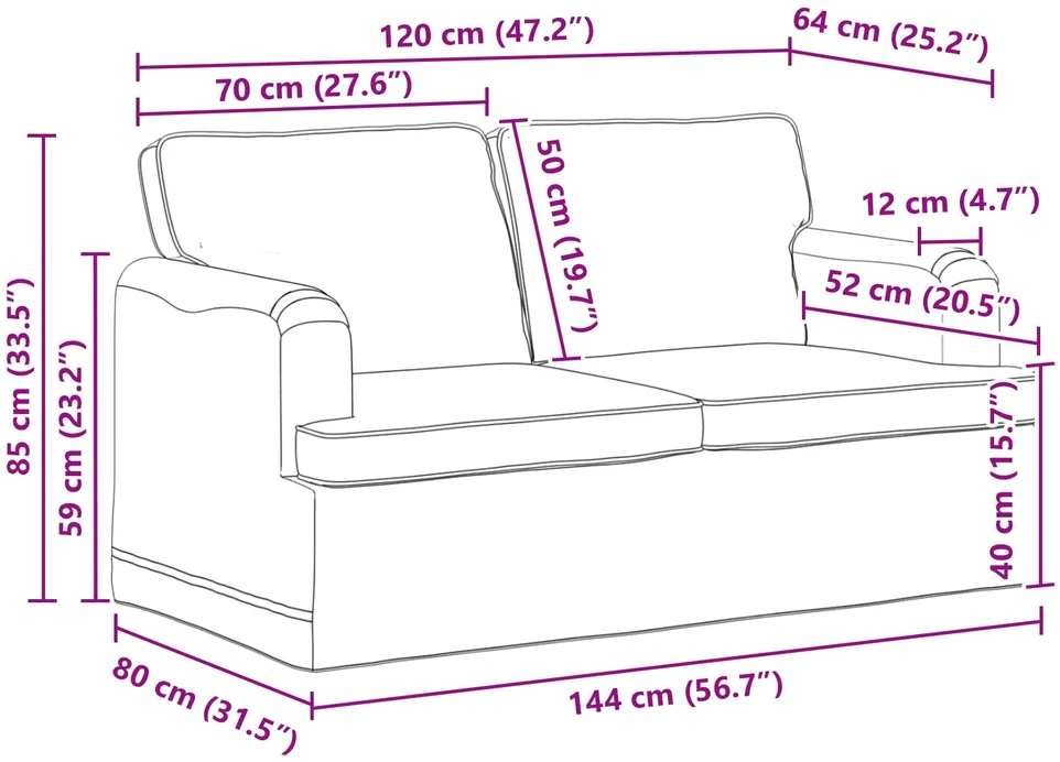Sofa Kreminė 142 x 80 x 85 cm Metalas