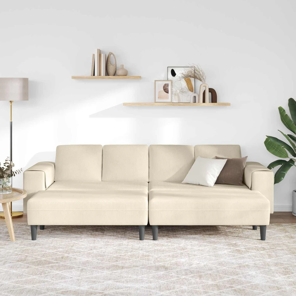Sofa Kreminė 250 x 188 x 76 cm Kordūrinis audinys