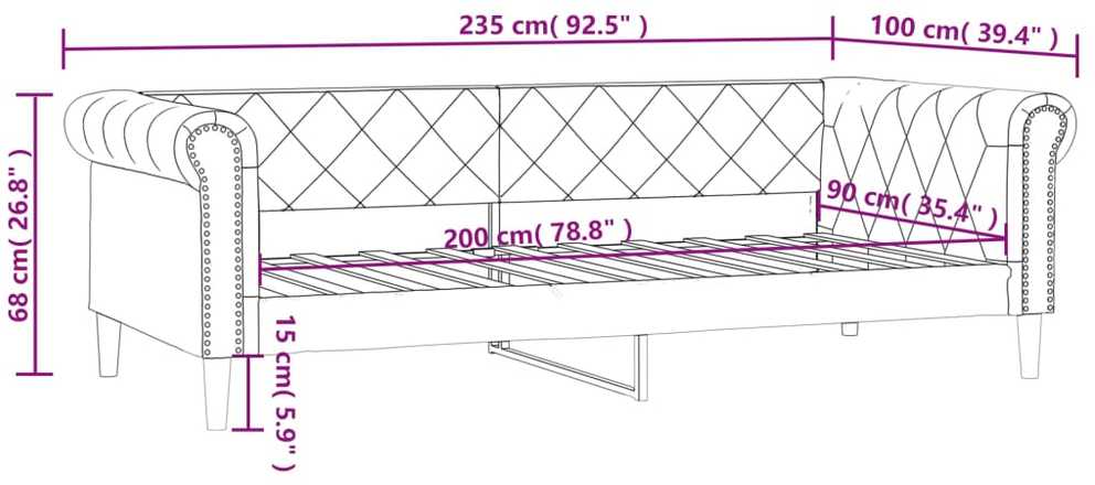 Sofa, kreminės spalvos, 90x200cm, dirbtinė oda