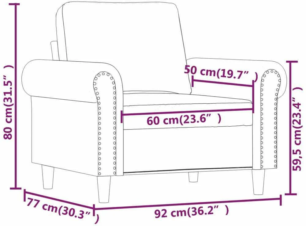 Sofa Krėslas, šviesiai pilkos spalvos, 60cm, aksomas