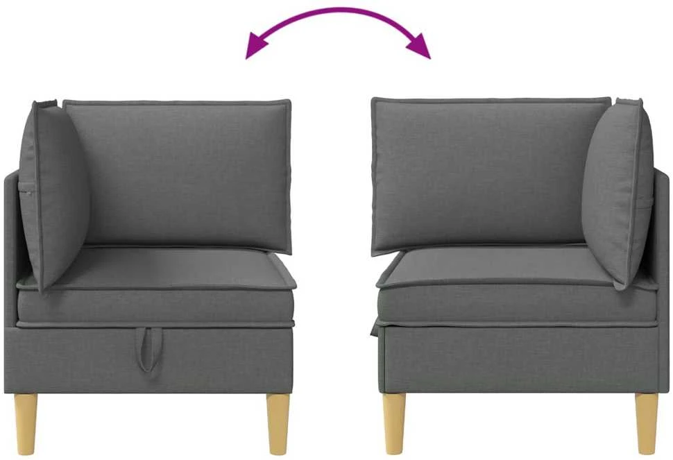 Kampinė Sofa su Saugykla Tamsiai pilka Audinys
