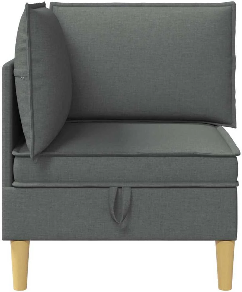 Kampinė Sofa su Saugykla Tamsiai pilka Audinys