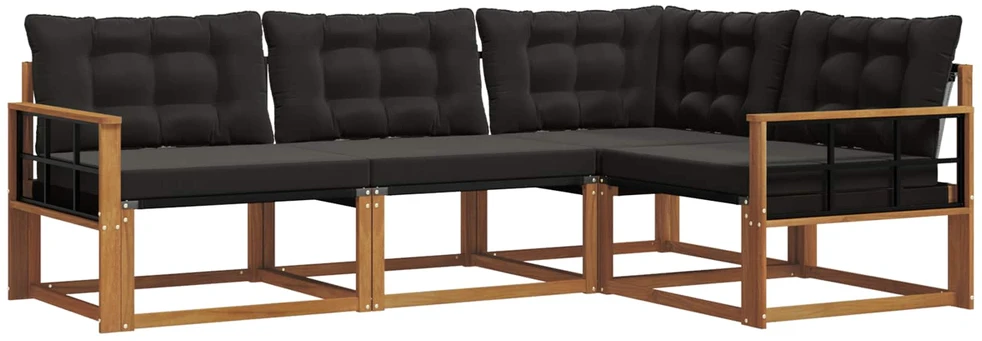 Sofa Lauko sofos komplektas 4 vnt. Natūrali ir juoda