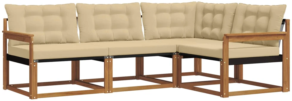 Sofa Lauko sofos komplektas 4 vnt. Natūralus ir bežinis