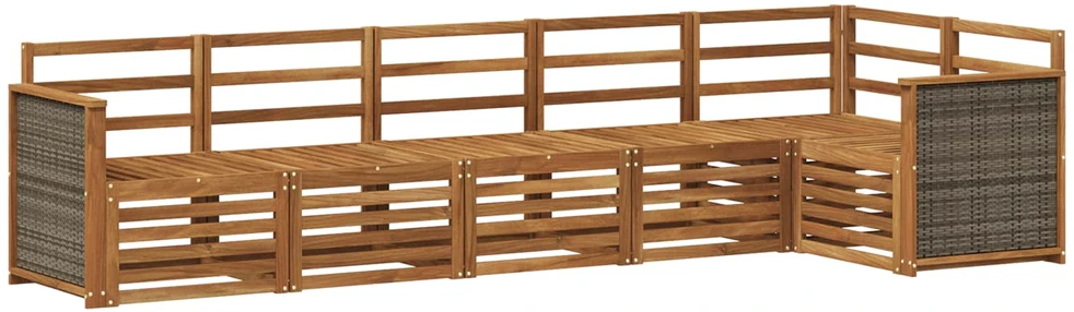 Sofa Lauko sofos komplektas 5 vnt. Natūrali Kietos akacijos mediena