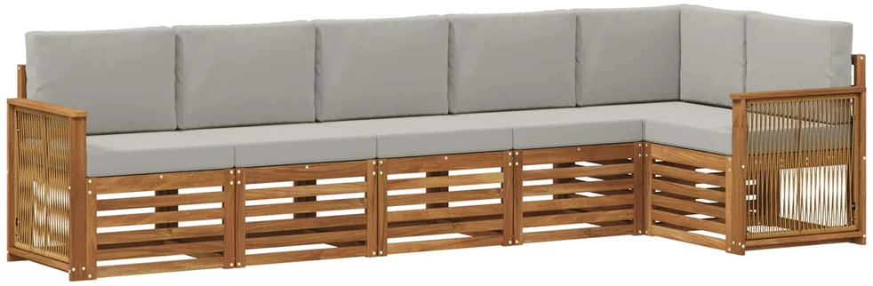 Sofa Lauko sofos komplektas 6 vnt. Natūrali ir šviesiai pilka