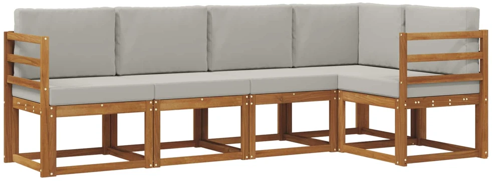 Sofa Lauko sofos komplektas 5 vnt. Natūrali ir šviesiai pilka
