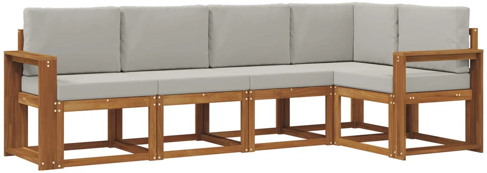 Sofa Lauko sofos komplektas 5 vnt. Natūrali ir šviesiai pilka