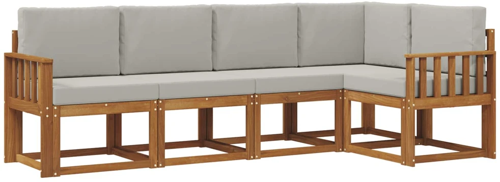 Sofa Lauko sofos komplektas 5 vnt. Natūrali ir šviesiai pilka