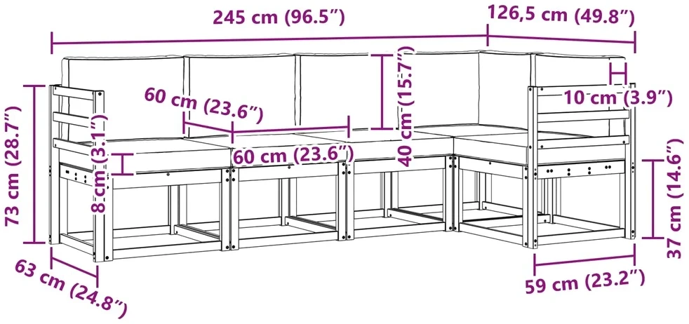 Sofa Lauko sofos komplektas 5 vnt. Natūralus ir antracitas