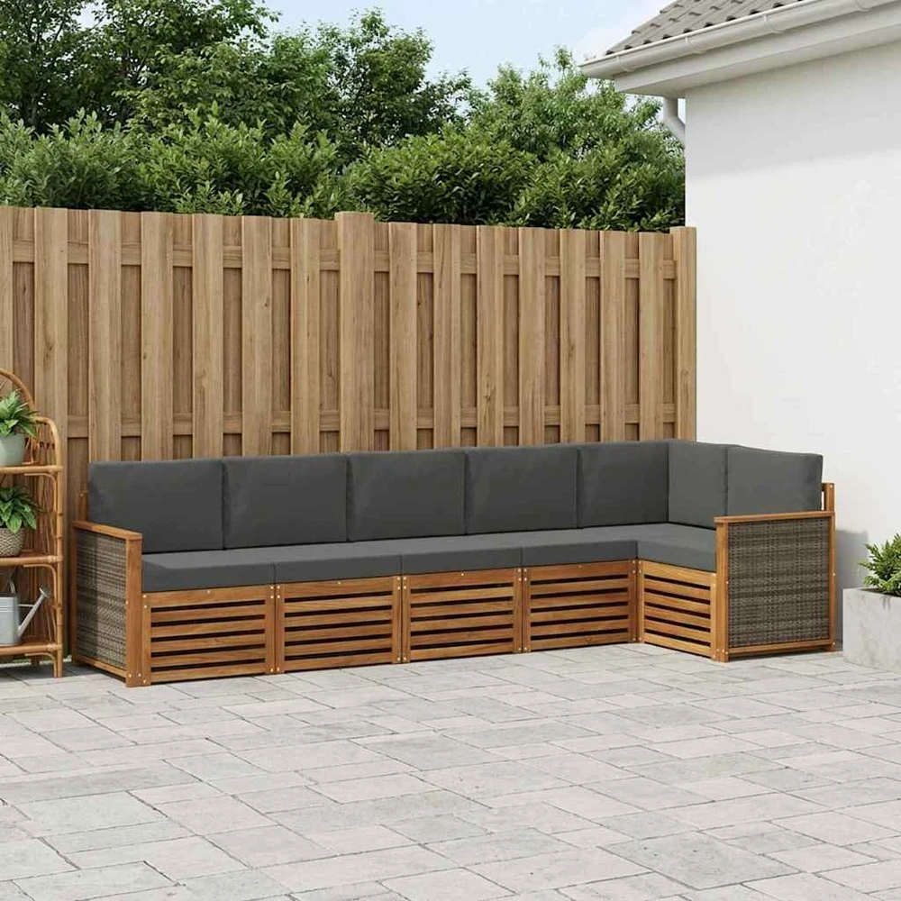 Sofa Lauko sofos komplektas 5 vnt. Natūralus ir antracitas