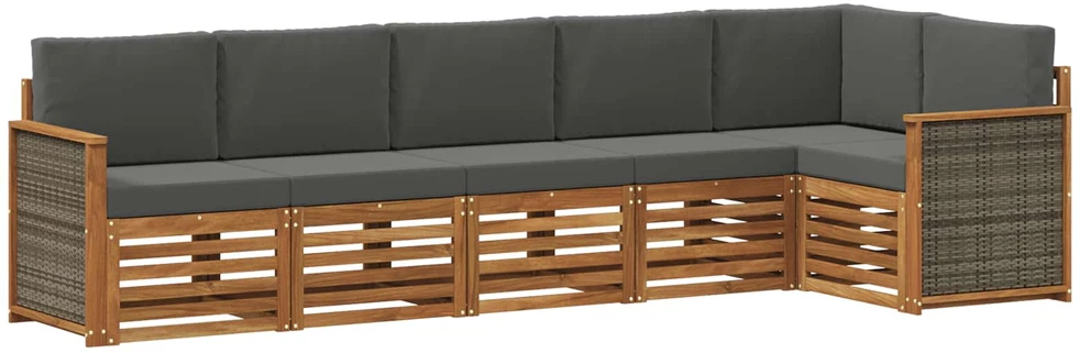 Sofa Lauko sofos komplektas 5 vnt. Natūralus ir antracitas