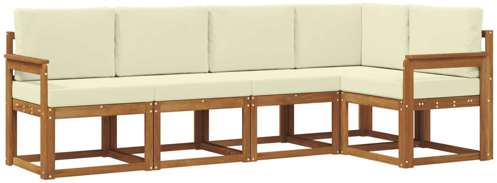 Sofa Lauko sofos komplektas 5 vnt. Natūralus ir grietinėlė