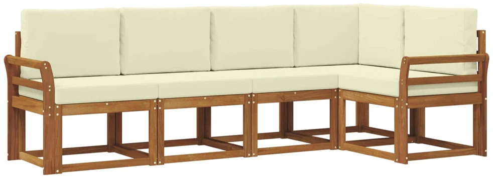 Sofa Lauko sofos komplektas 5 vnt. Natūralus ir grietinėlė