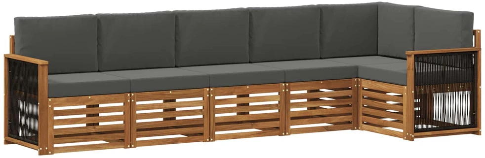Sofa Lauko sofos komplektas 5 vnt. Natūralus ir antracitas