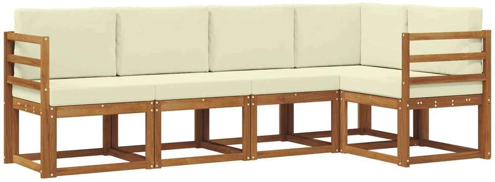 Sofa Lauko sofos komplektas 5 vnt. Natūralus ir grietinėlė