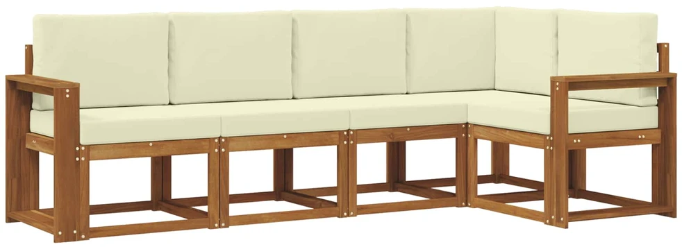 Sofa Lauko sofos komplektas 5 vnt. Natūralus ir grietinėlė