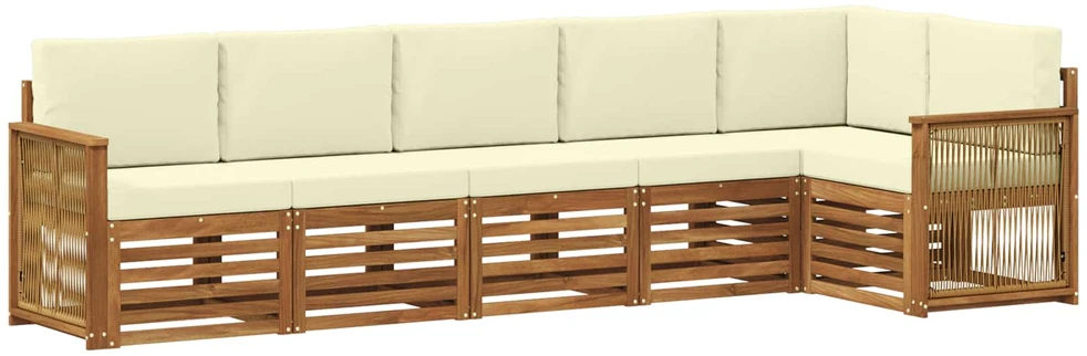 Sofa Lauko sofos komplektas 5 vnt. Natūralus ir grietinėlė