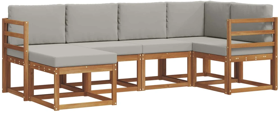 Sofa Lauko sofos komplektas 6 vnt. Natūrali ir šviesiai pilka