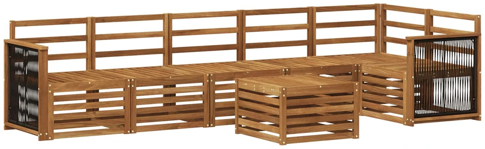 Sofa Lauko sofos komplektas 6 vnt. Natūrali Kietos akacijos mediena