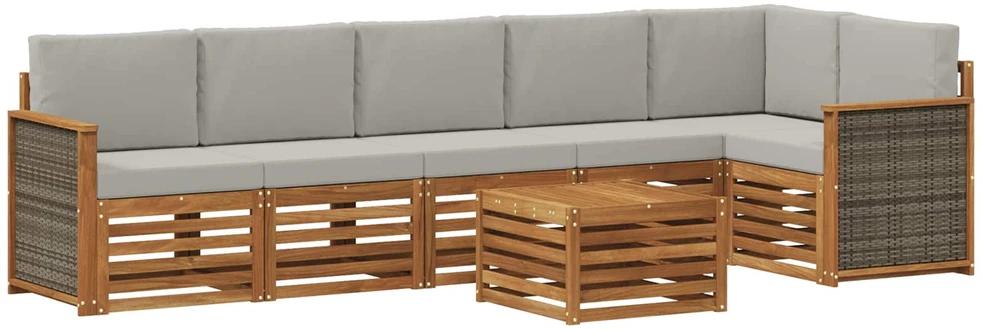 Sofa Lauko sofos komplektas 6 vnt. Natūrali ir šviesiai pilka