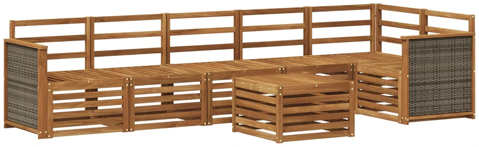 Sofa Lauko sofos komplektas 6 vnt. Natūrali Kietos akacijos mediena