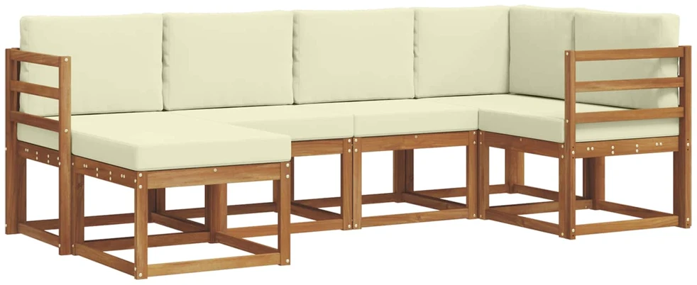 Sofa Lauko sofos komplektas 6 vnt. Natūralus ir grietinėlė