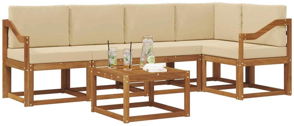 Sofa Lauko sofos komplektas 6 vnt. Natūralus ir bežinis