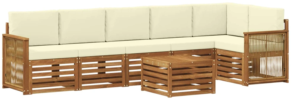 Sofa Lauko sofos komplektas 6 vnt. Natūralus ir grietinėlė
