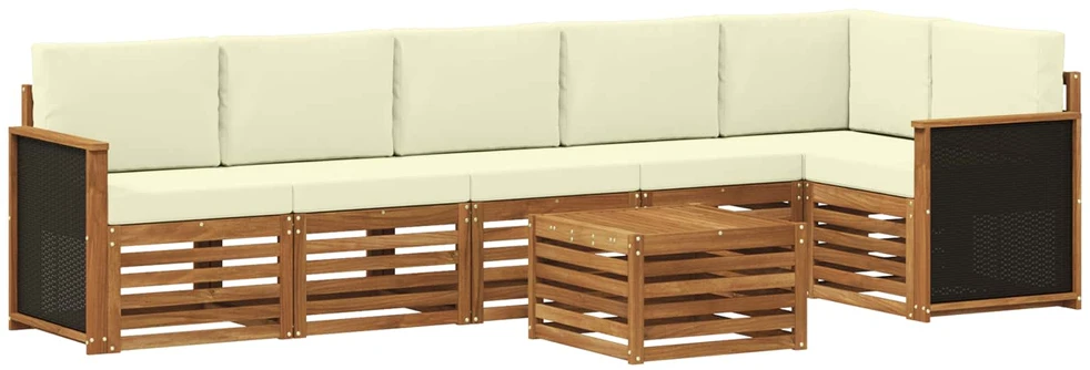 Sofa Lauko sofos komplektas 6 vnt. Natūralus ir grietinėlė