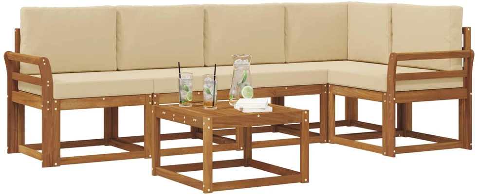 Sofa Lauko sofos komplektas 6 vnt. Natūralus ir bežinis