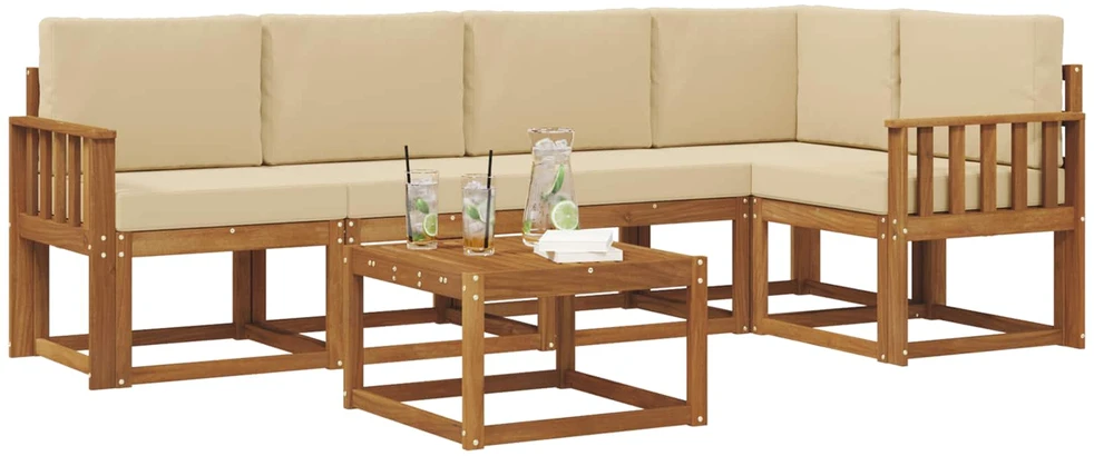 Sofa Lauko sofos komplektas 6 vnt. Natūralus ir bežinis