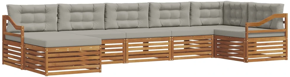 Sofa Lauko sofos komplektas 7 vnt. Natūrali ir šviesiai pilka