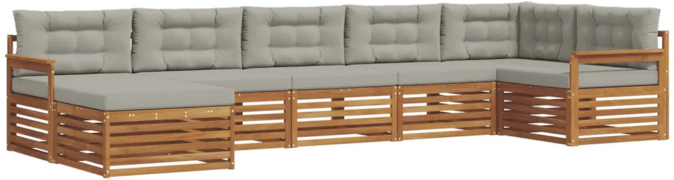 Sofa Lauko sofos komplektas 7 vnt. Natūrali ir šviesiai pilka