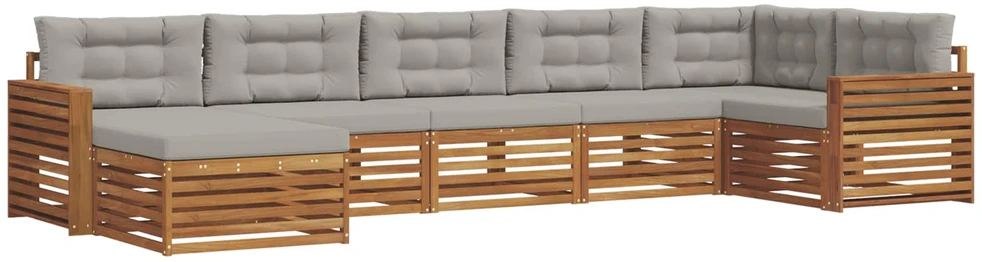 Sofa Lauko sofos komplektas 7 vnt. Natūrali ir šviesiai pilka