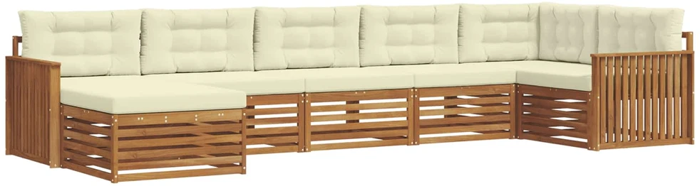Sofa Lauko sofos komplektas 7 vnt. Natūralus ir grietinėlė