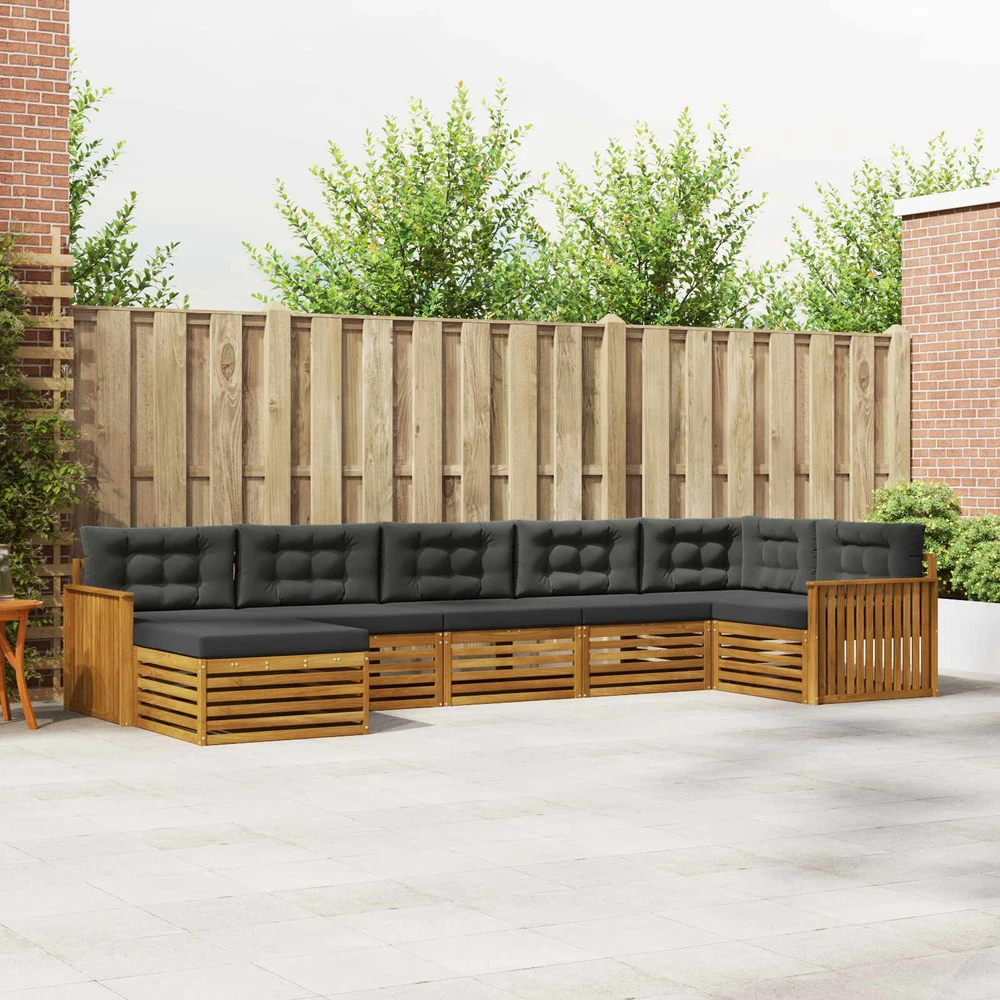 Sofa Lauko sofos komplektas 7 vnt. Natūralus ir antracitas