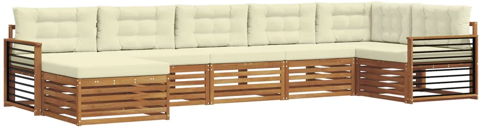 Sofa Lauko sofos komplektas 7 vnt. Natūralus ir grietinėlė