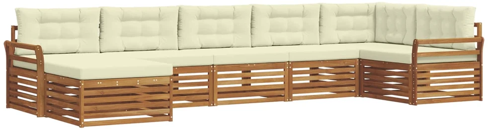 Sofa Lauko sofos komplektas 7 vnt. Natūralus ir grietinėlė