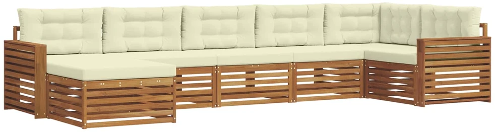 Sofa Lauko sofos komplektas 7 vnt. Natūralus ir grietinėlė