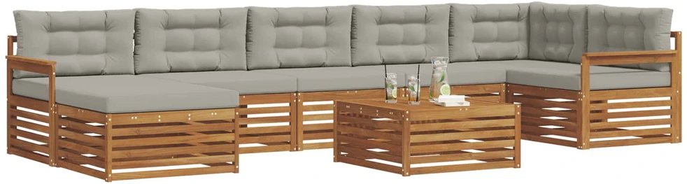 Sofa Lauko sofos komplektas 8 vnt. Natūrali ir šviesiai pilka