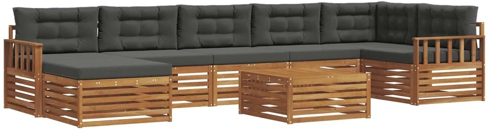 Sofa Lauko sofos komplektas 8 vnt. Natūralus ir antracitas