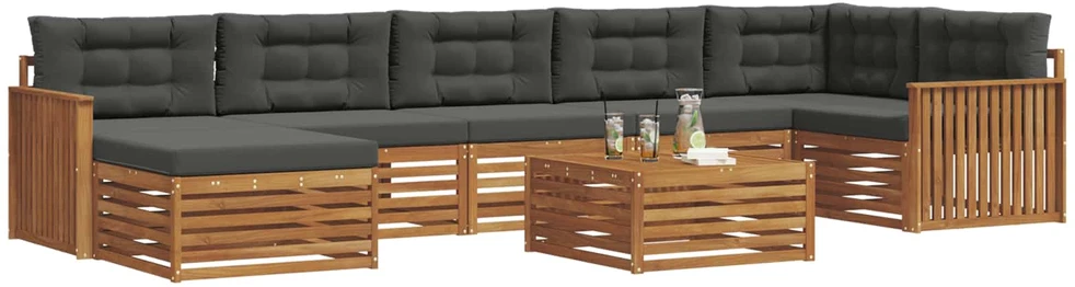 Sofa Lauko sofos komplektas 8 vnt. Natūralus ir antracitas