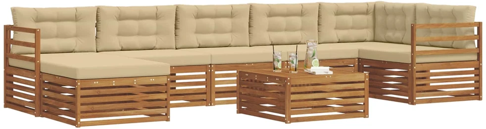 Sofa Lauko sofos komplektas 8 vnt. Natūralus ir bežinis
