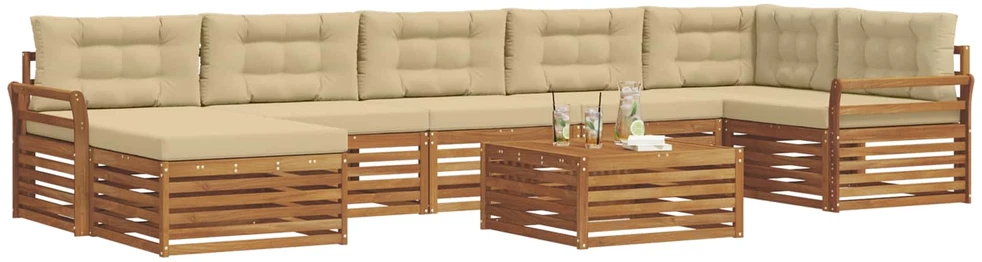 Sofa Lauko sofos komplektas 8 vnt. Natūralus ir bežinis