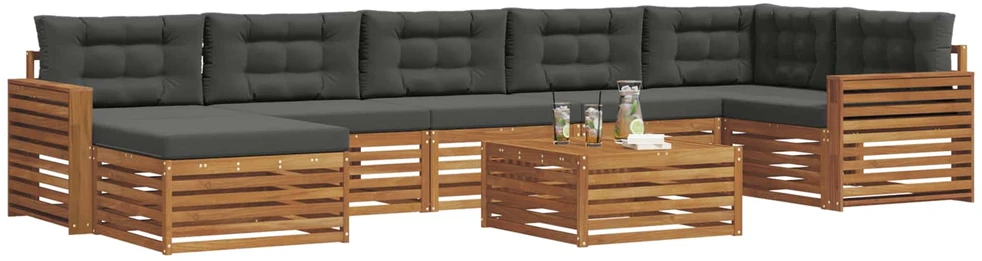 Sofa Lauko sofos komplektas 8 vnt. Natūralus ir antracitas