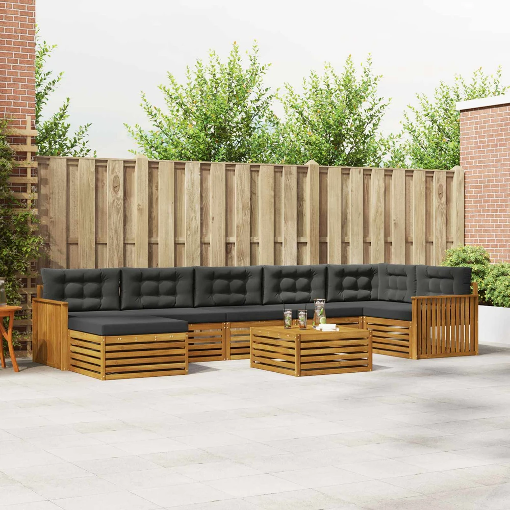 Sofa Lauko sofos komplektas 8 vnt. Natūralus ir antracitas