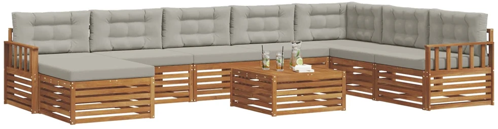Sofa Lauko sofos komplektas 9 vnt. Natūrali ir šviesiai pilka