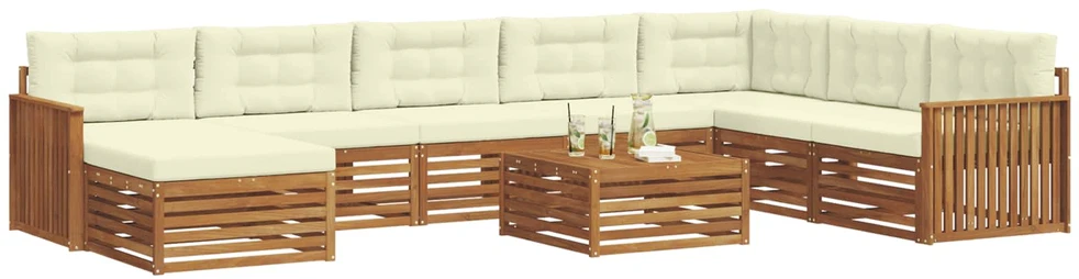 Sofa Lauko sofos komplektas 9 vnt. Natūralus ir grietinėlė